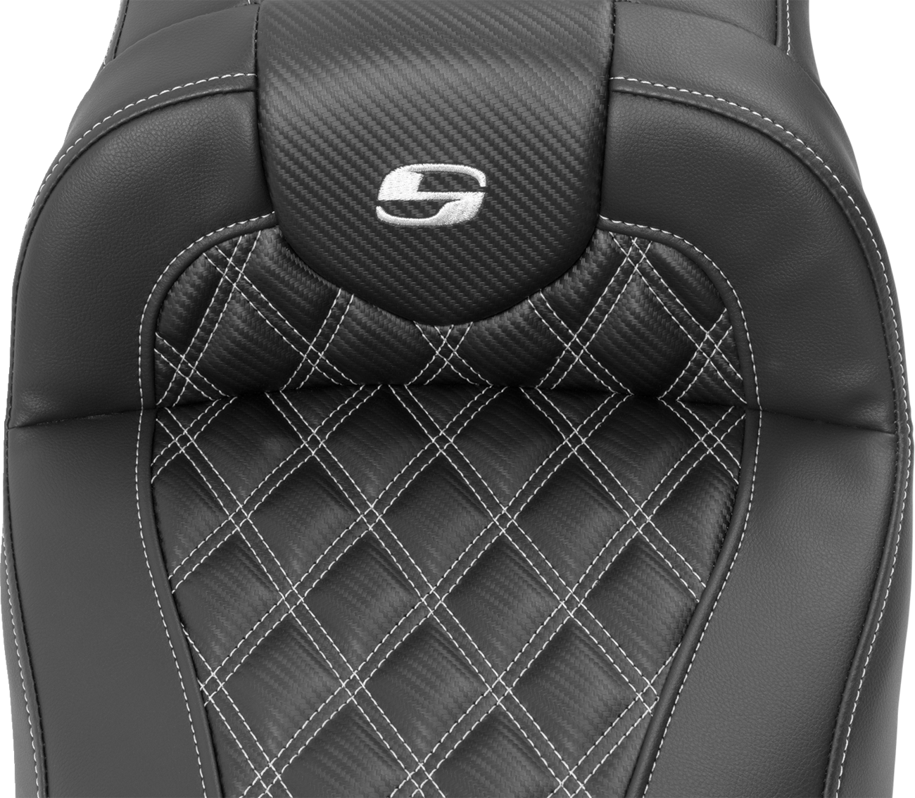 Roadsofa™ Extended Reach Seat - With Backrest - Lattice Stitch - Silver Stitch - FLTR/FLHX '23-'24