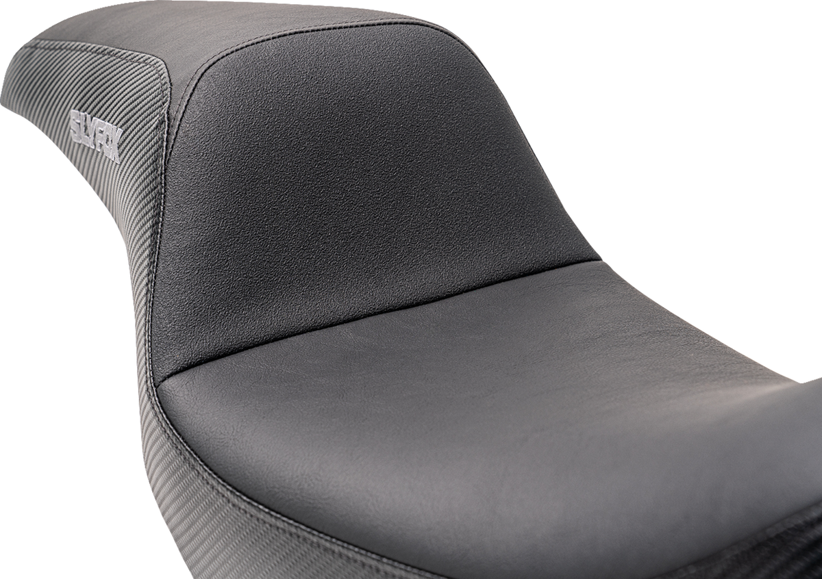 Drifter Seat - Gray Logo - Black Vinyl W/ Slipstop - Carbon Fiber - Dyna '96-'03