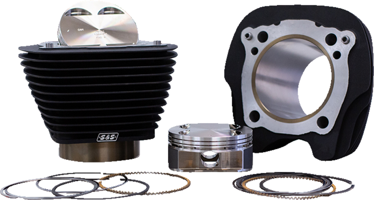 129" Big Bore Cylinder Kit - Wrinkle Black W/O Highlighted Fins - For 107" Engine - M8