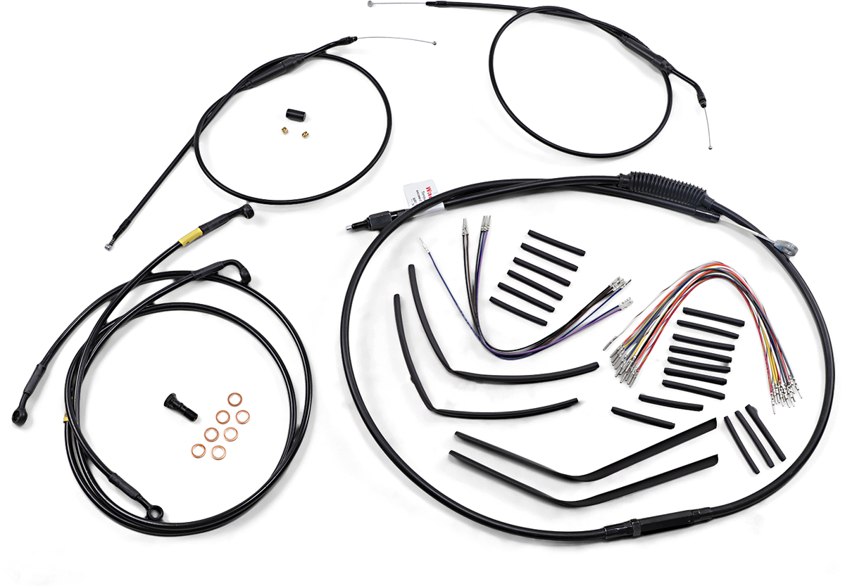 Jail Bar Cable Kit - 12" Handlebars - Black Vinyl - '96-'05 Dyna
