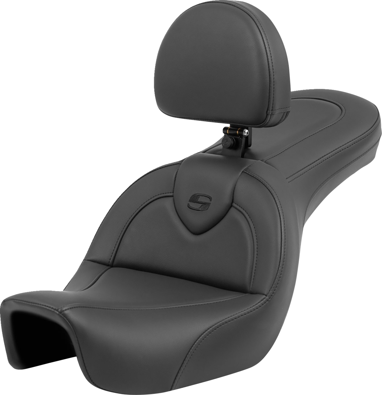 Roadsofa™ Seat - With Backrest - Black/Black Stitching - FXD '06-'17