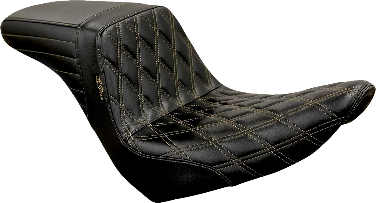 Kickflip Seat - Diamond W/Chestnut Stitching - Black - Softail '18-'23