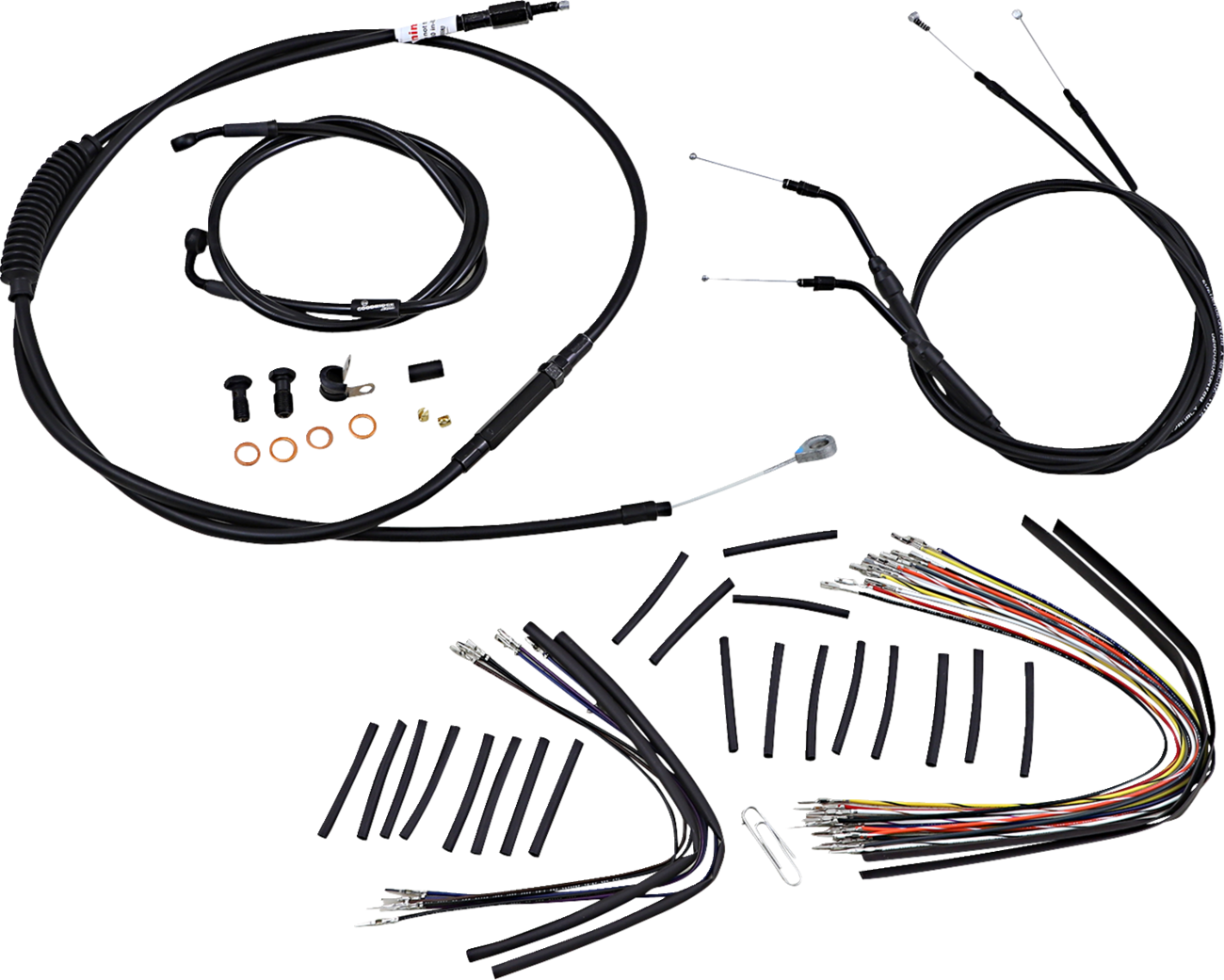 Complete Black Vinyl Handlebar Cable/Line Kit For Ape Hangers - 14" - '07-'11 FXDWG