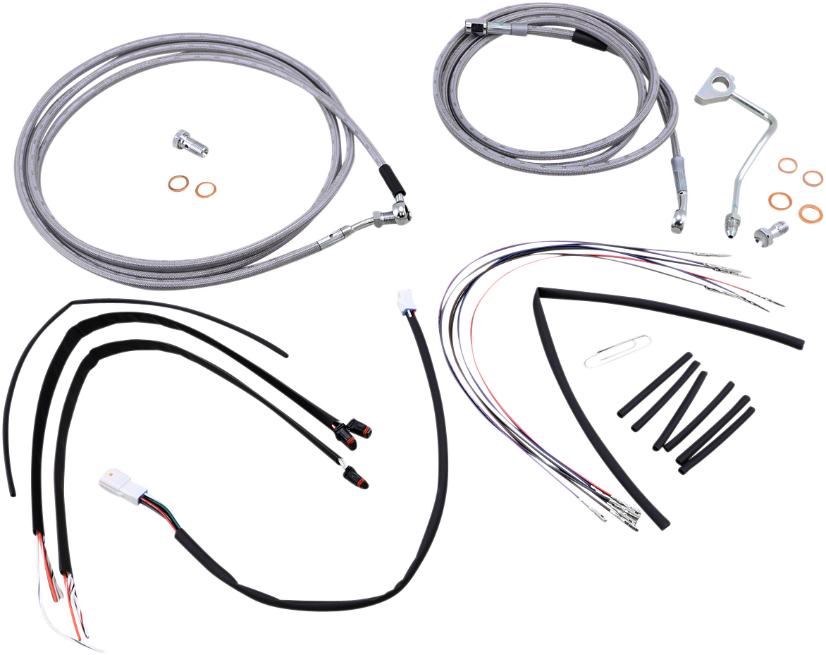 Complete Stainless Braided Handlebar Cable/Brake Line Kit - 16" Ape Hangers - '15-'16 FLTR