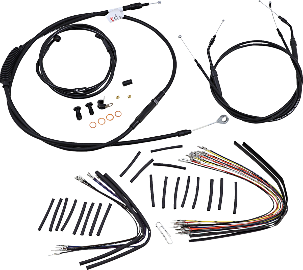 Complete Black Vinyl Handlebar Cable/Line Kit For Ape Hangers - 16" - '07-'11 FXDWG