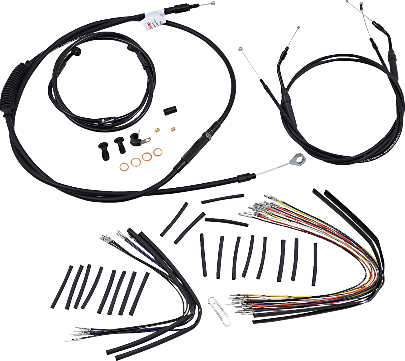 Complete Black Vinyl Handlebar Cable/Line Kit For Ape Hangers - 16" - '07-'11 FXDWG