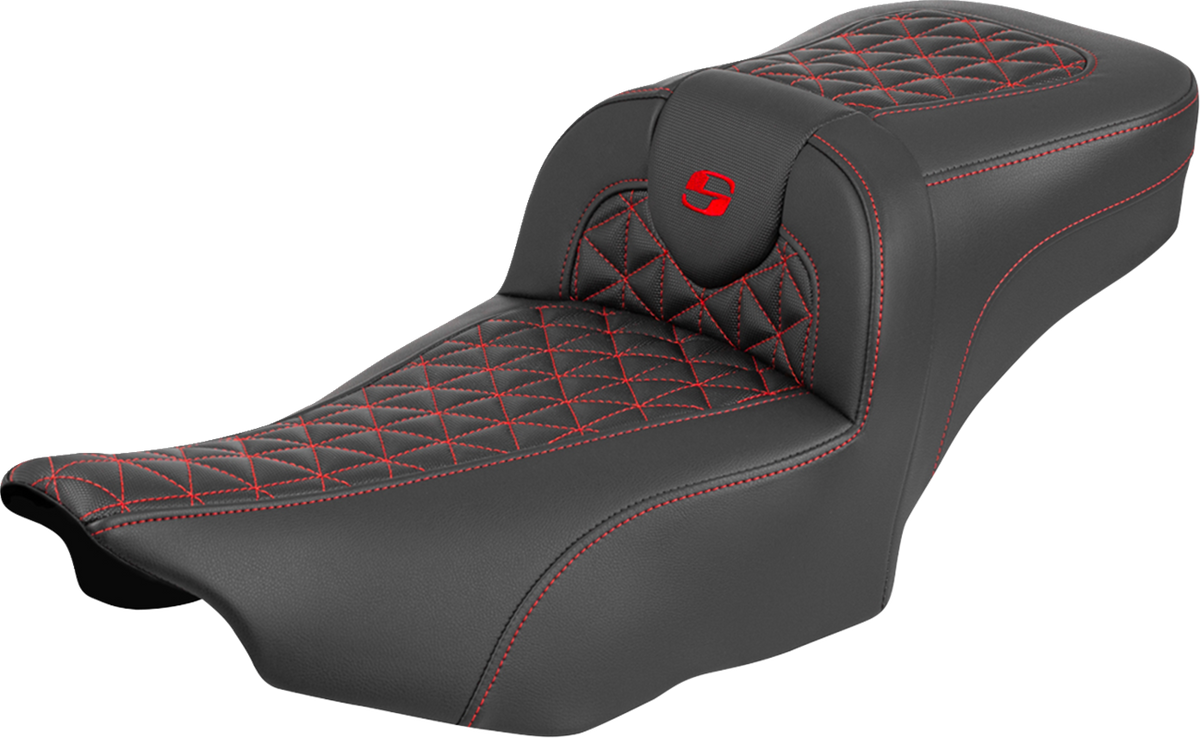 Roadsofa™ Extended Reach Seat - Without Backrest - Red Stitch - FLH/FLT '23-'25