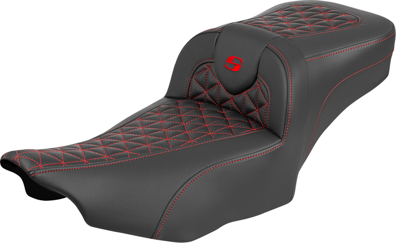 Roadsofa™ Extended Reach Seat - Without Backrest - Red Stitch - FLH/FLT '23-'25