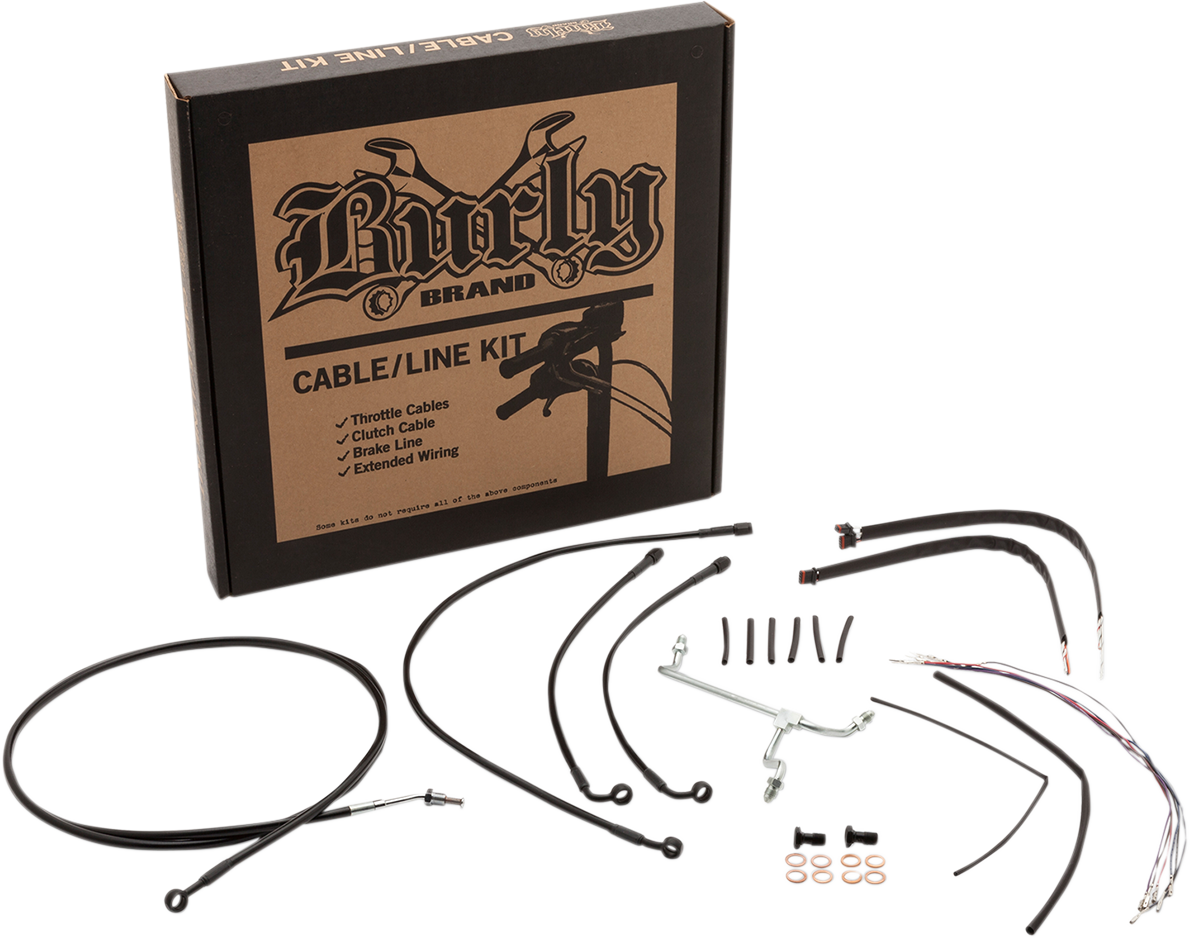 Complete Black Vinyl Handlebar Cable/Line Kit For Ape Hangers - 16" - ABS - '14-'16 FLHR
