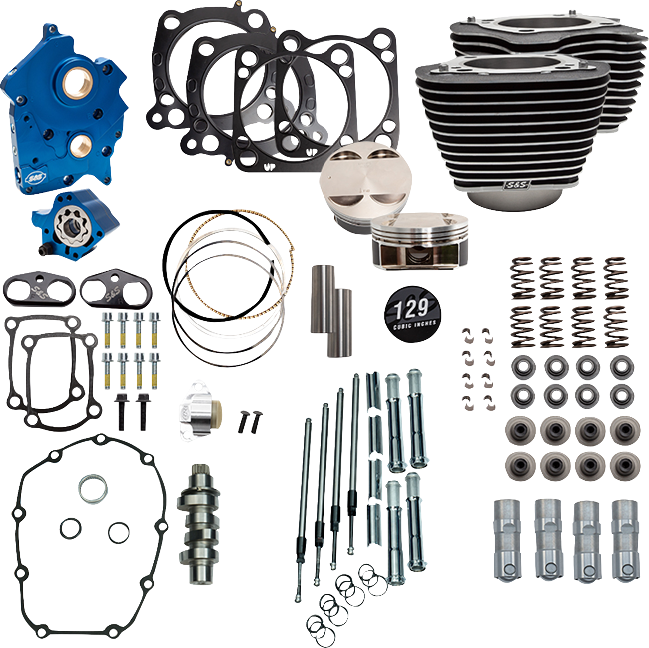 129" Power Pack - 550 Chain Drive - Oil Cooled - Wrinkle Black W/Highlight Fins - 107" M8