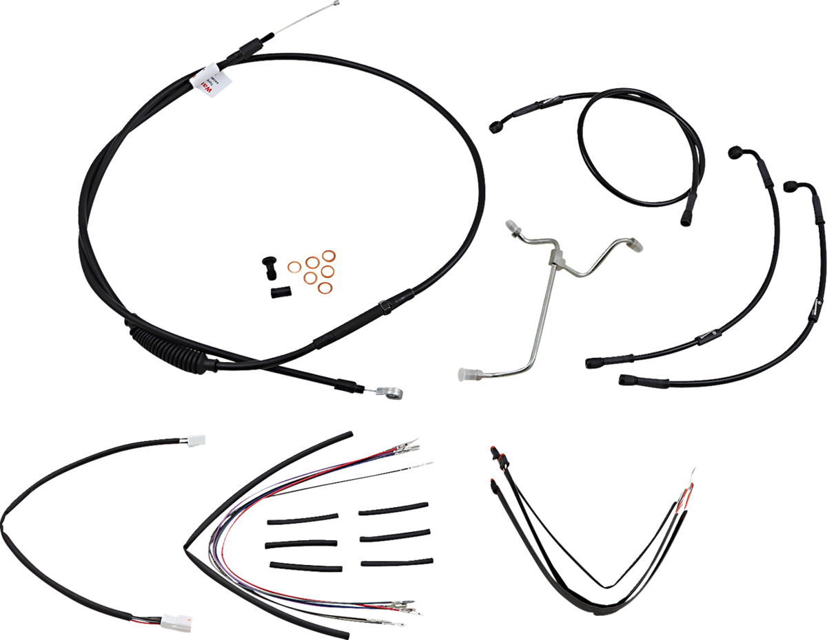 Complete Black Vinyl Handlebar Cable/Line Kit For Ape Hangers - 16" - '14-'16 FLHR