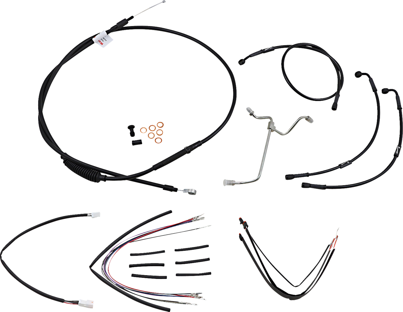 Complete Black Vinyl Handlebar Cable/Line Kit For Ape Hangers - 16" - '14-'16 FLHR