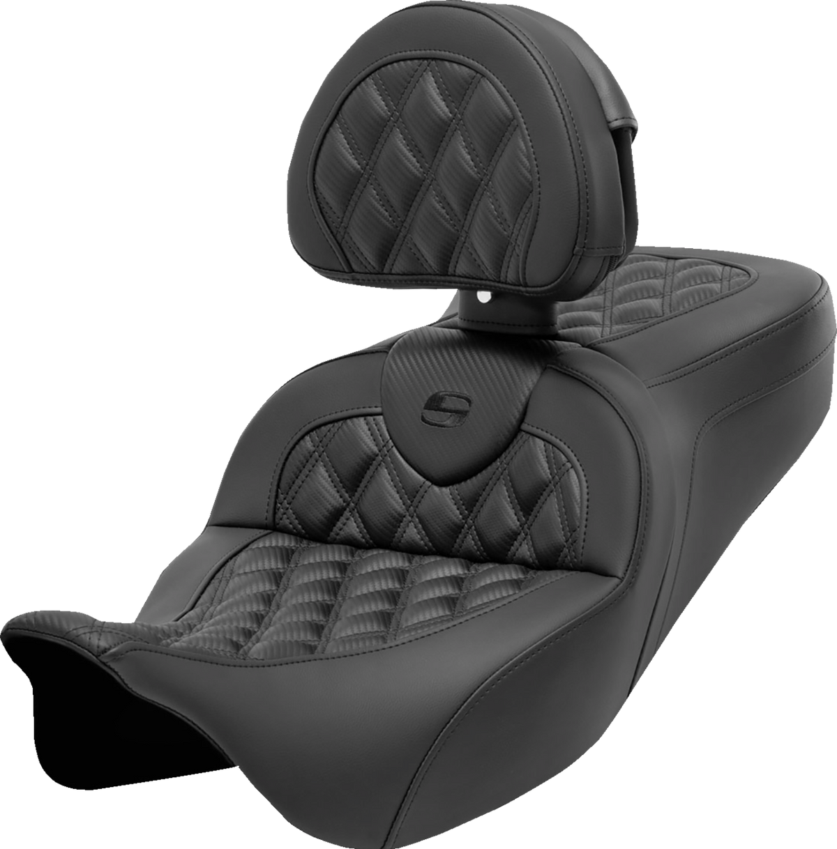 Roadsofa™ Seat - With Backrest - Lattice Stitch - Carbon Fiber - FL '08-'23