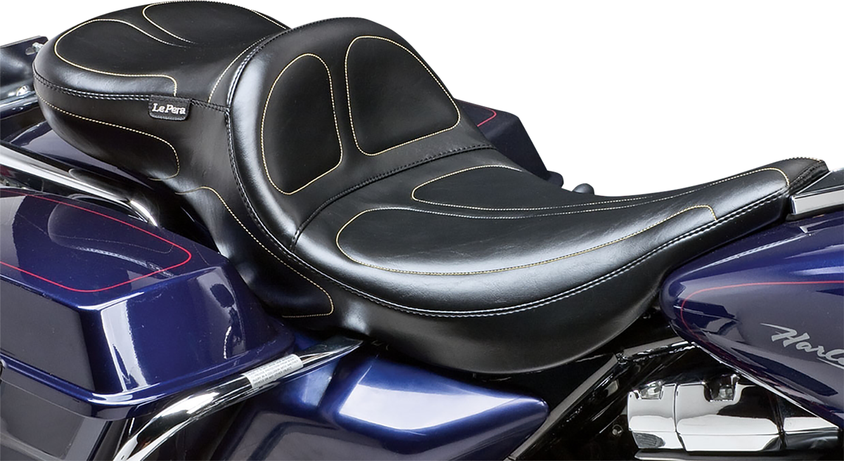 Maverick Daddy Long Legs Seat - Black - Stitched - FLHR '02-'07