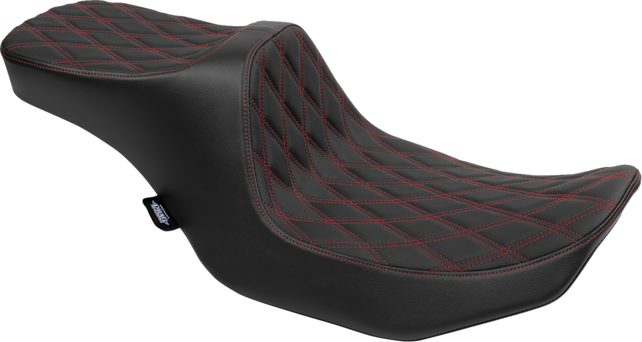 Predator III 2-Up Seat - Vinyl - Double Diamond - Red Stitching - FLT/FLH '23-'24