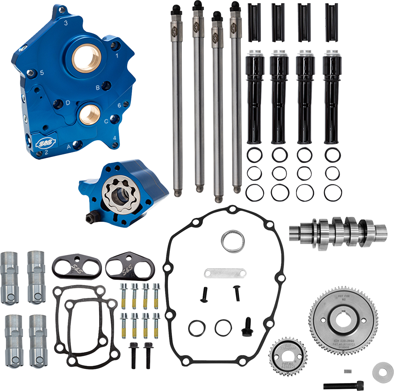 Cam Chest Kit - 496 Gear Drive Cam - Oil Cooled - Black Pushtubes - M8