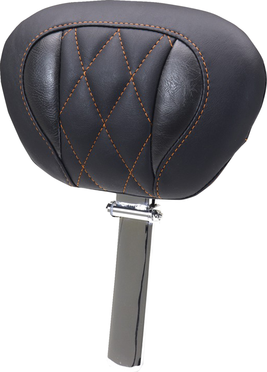 Deluxe Driver Backrest - Diamond - Mandarin Orange Stitching - FLT/FLH '23-'25