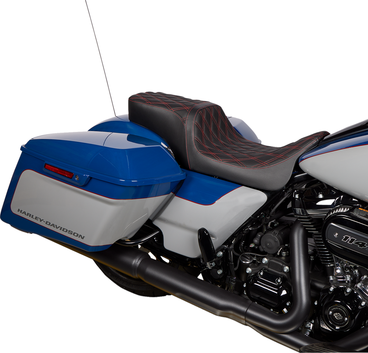 Predator 2-Up Seat - Vinyl - Double Diamond Red Stitch - W/O Backrest - FL '08-'23