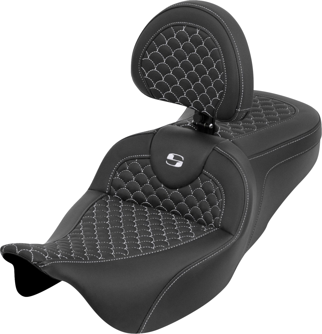 Roadsofa™ Seat - Dragon Scale - White Stitch - With Backrest - Touring '08-'25