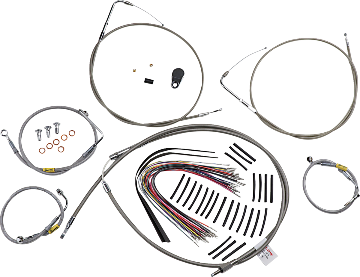 Control Kit For Early Touring Bikes With Bagger Bar Handlebars - 15" - Non-Cruise - Stainless
