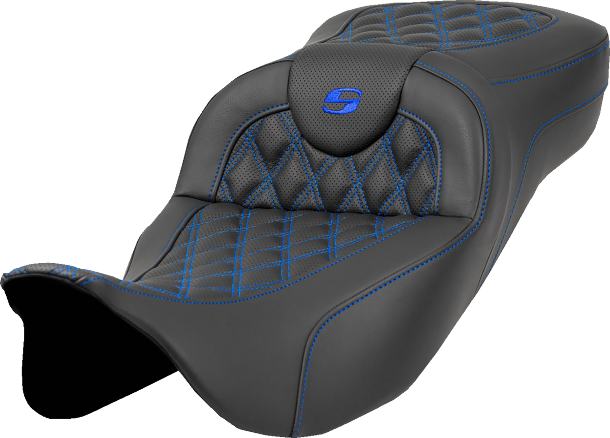 Extended Reach Roadsofa™ Seat - Lattice Stitch - Blue Stitch - Without Backrest - FL '08-'24