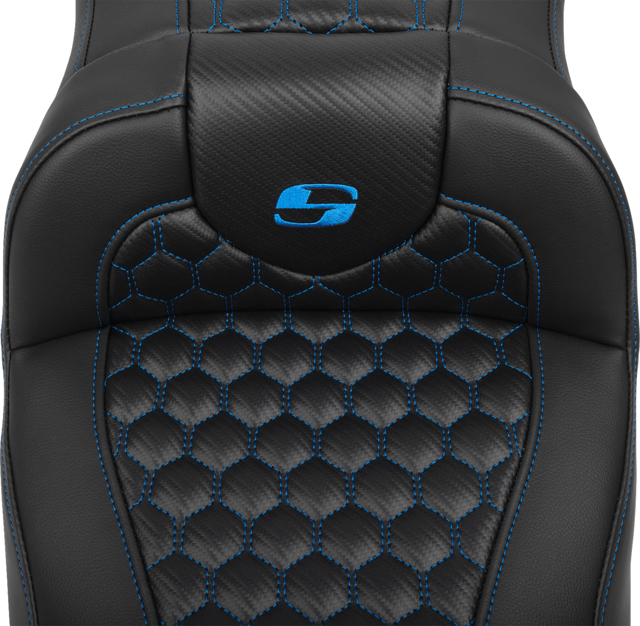 Roadsofa™ Extended Reach Seat - With Backrest - Honeycomb - Blue Stitch - FLTR/FLHX '23-'24