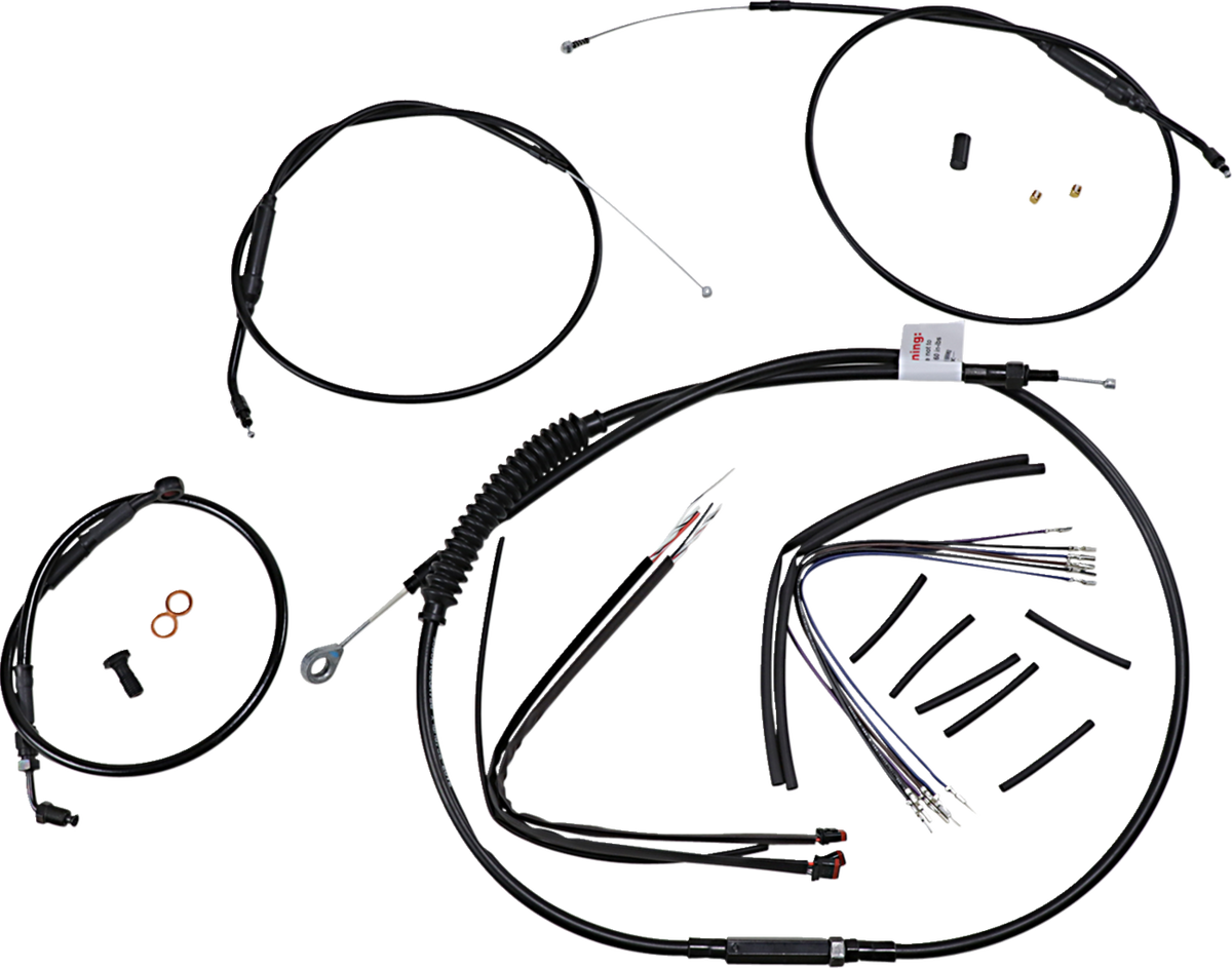 Extended Handlebar Cable And Brake Line Kit For Sportsters With ABS - 12" T-Bar Handlebars
