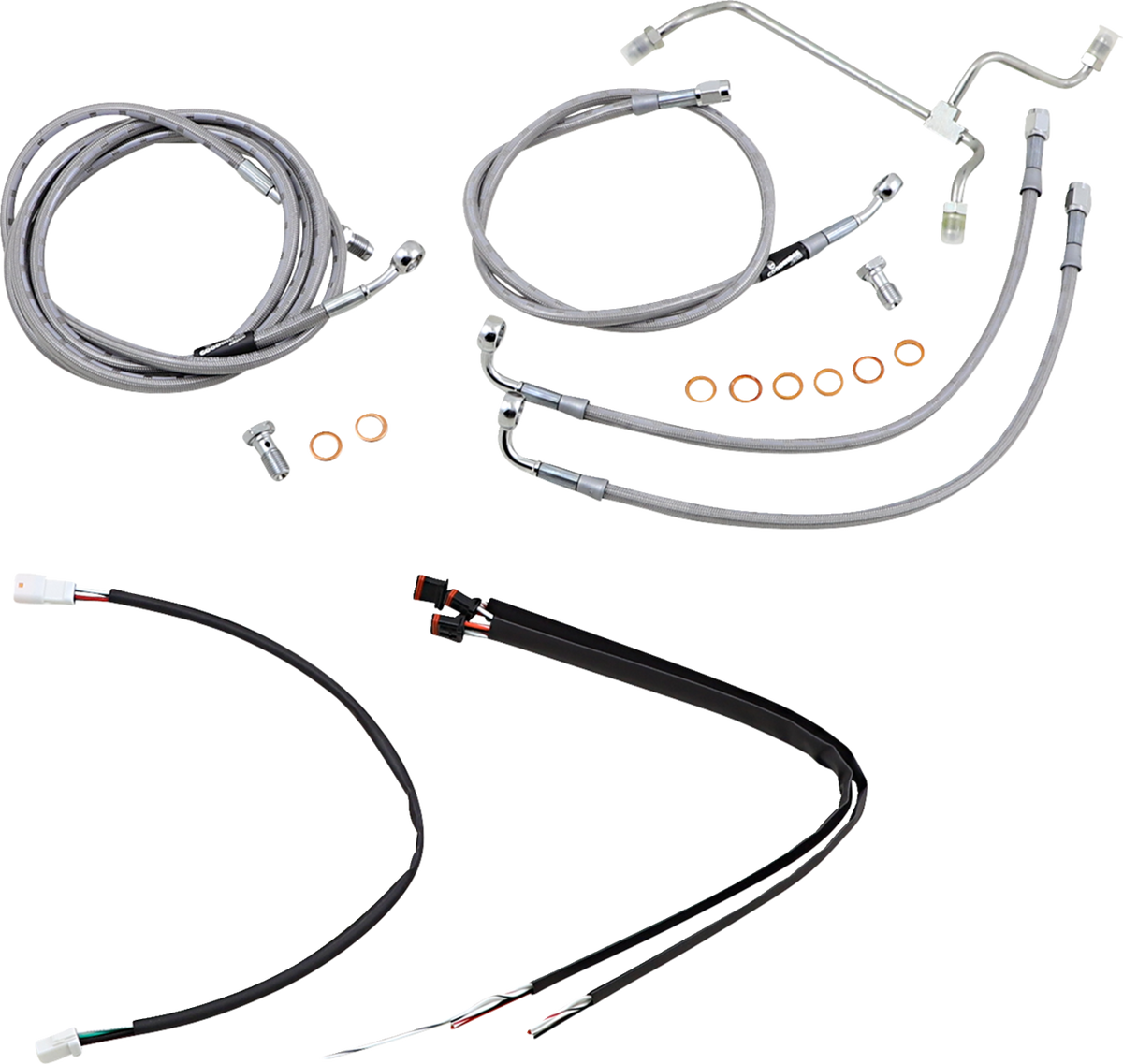 Complete Stainless Braided Handlebar Cable/Brake Line Kit - 16" Ape Hangers - '17-'19 Touring