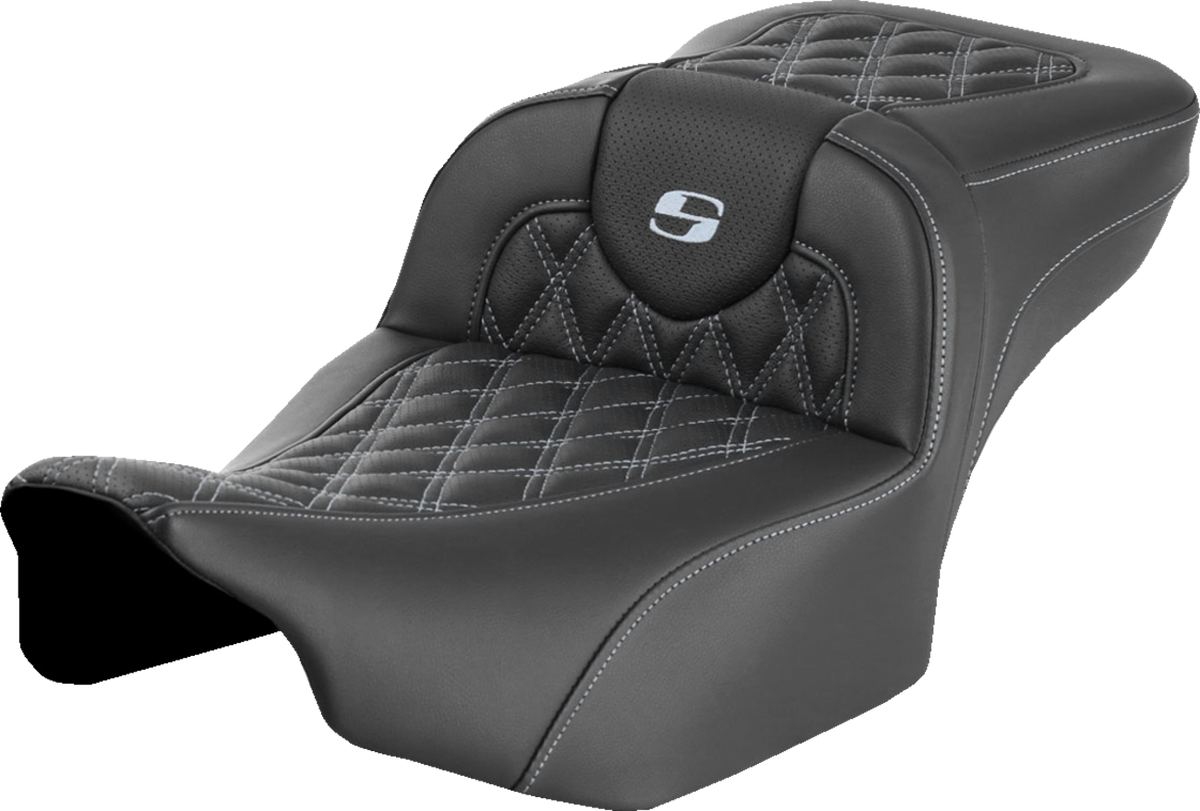 Roadsofa™ Extended Reach Seat - Without Backrest - Lattice - Silver Stitch - FLTR/FLHX '23-'24