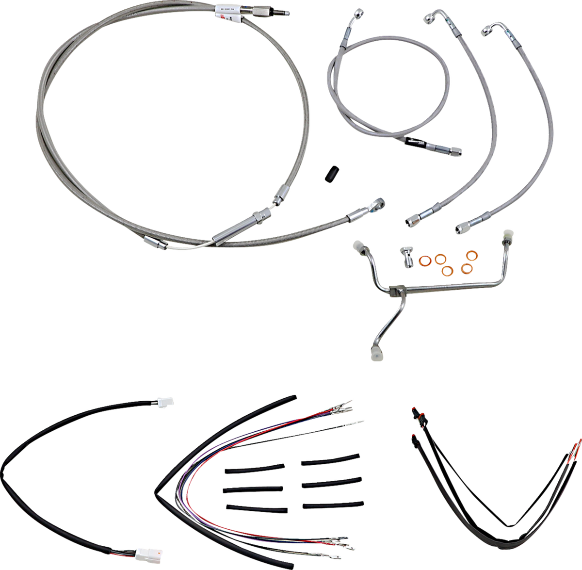 Complete Stainless Braided Handlebar Cable/Brake Line Kit - 16" Ape Hangers - '14-16 FLHR