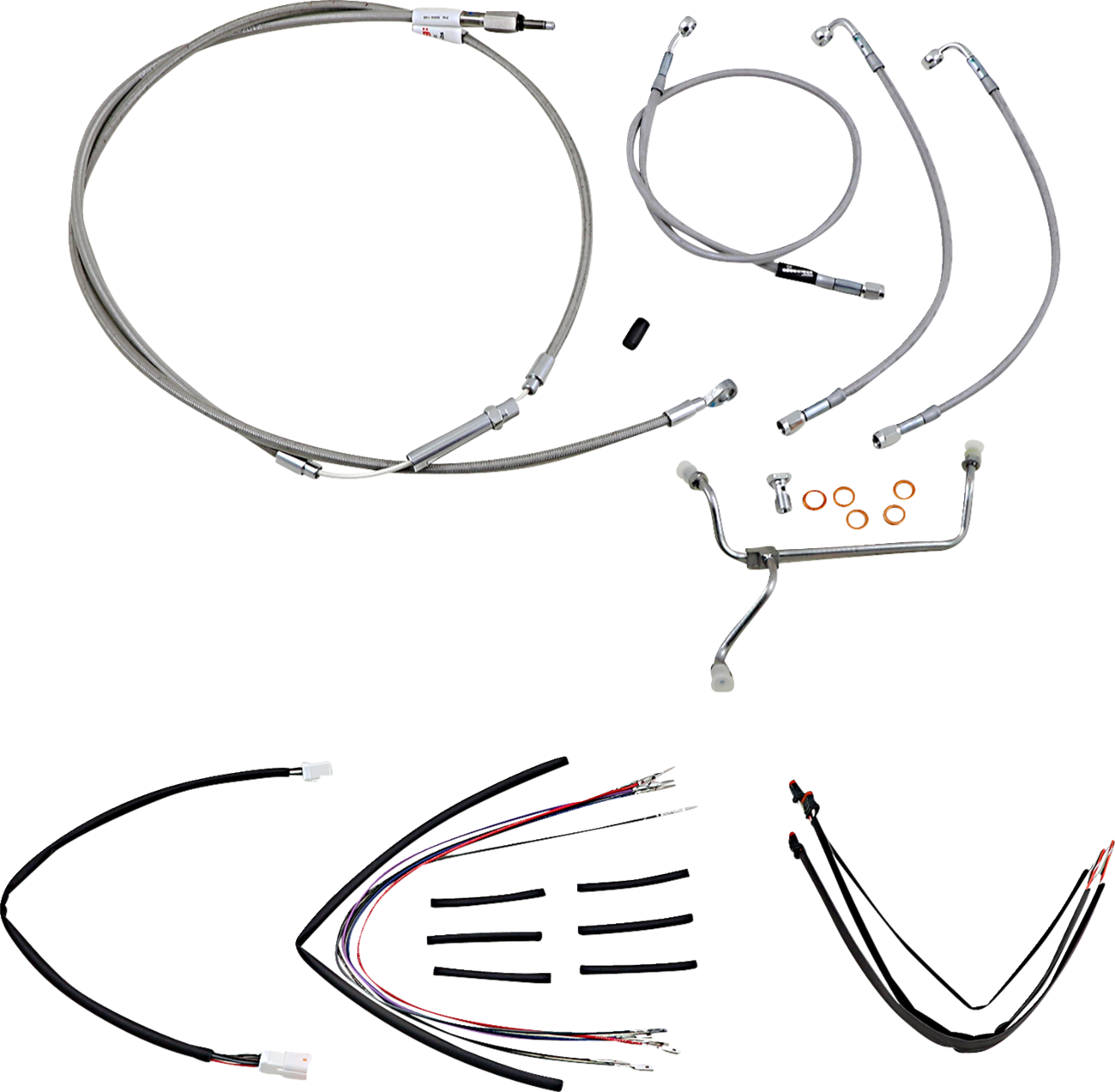 Complete Stainless Braided Handlebar Cable/Brake Line Kit - 16" Ape Hangers - '14-16 FLHR