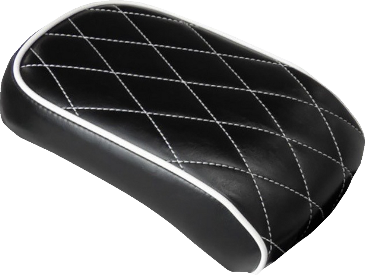 Bare Bones Pillion Pad - Diamond - Black W/ White Stitch - Softail '08-'17