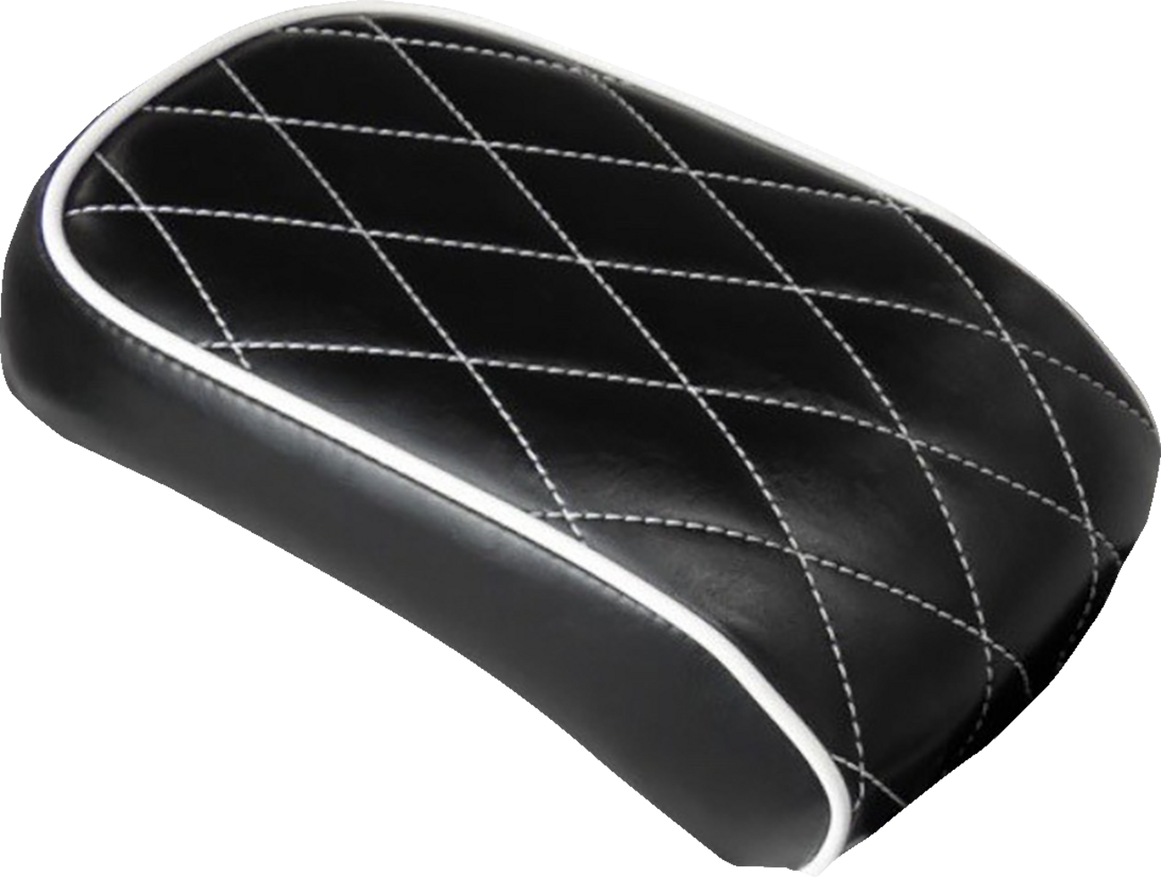 Bare Bones Pillion Pad - Diamond - Black W/ White Stitch - Softail '08-'17