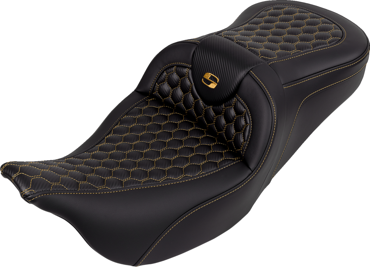 RoadSofa™ Seat - Honeycomb - Gold Stitch - Without Backrest - FLH/FLT '08-'23