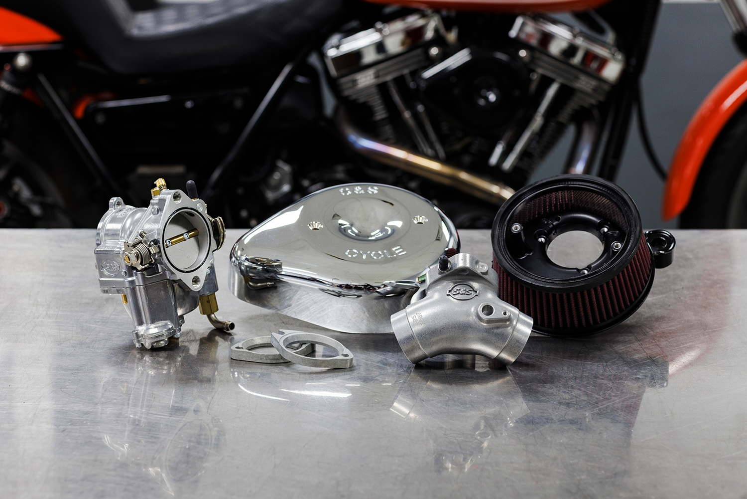 Super E Carburetor With Stealth Air Cleaner Kit - Chrome - Evolution Big Twin