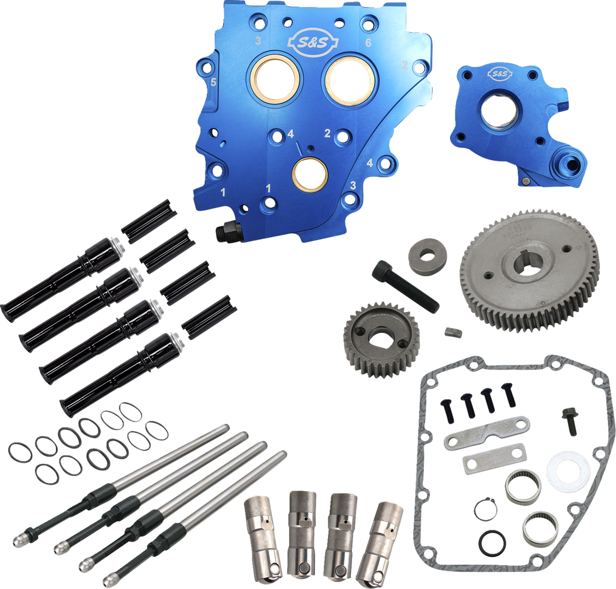 Cam Chest Kit Without Cams - Gear Drive - Oil Cooled - Black Pushrods - Twin Cam