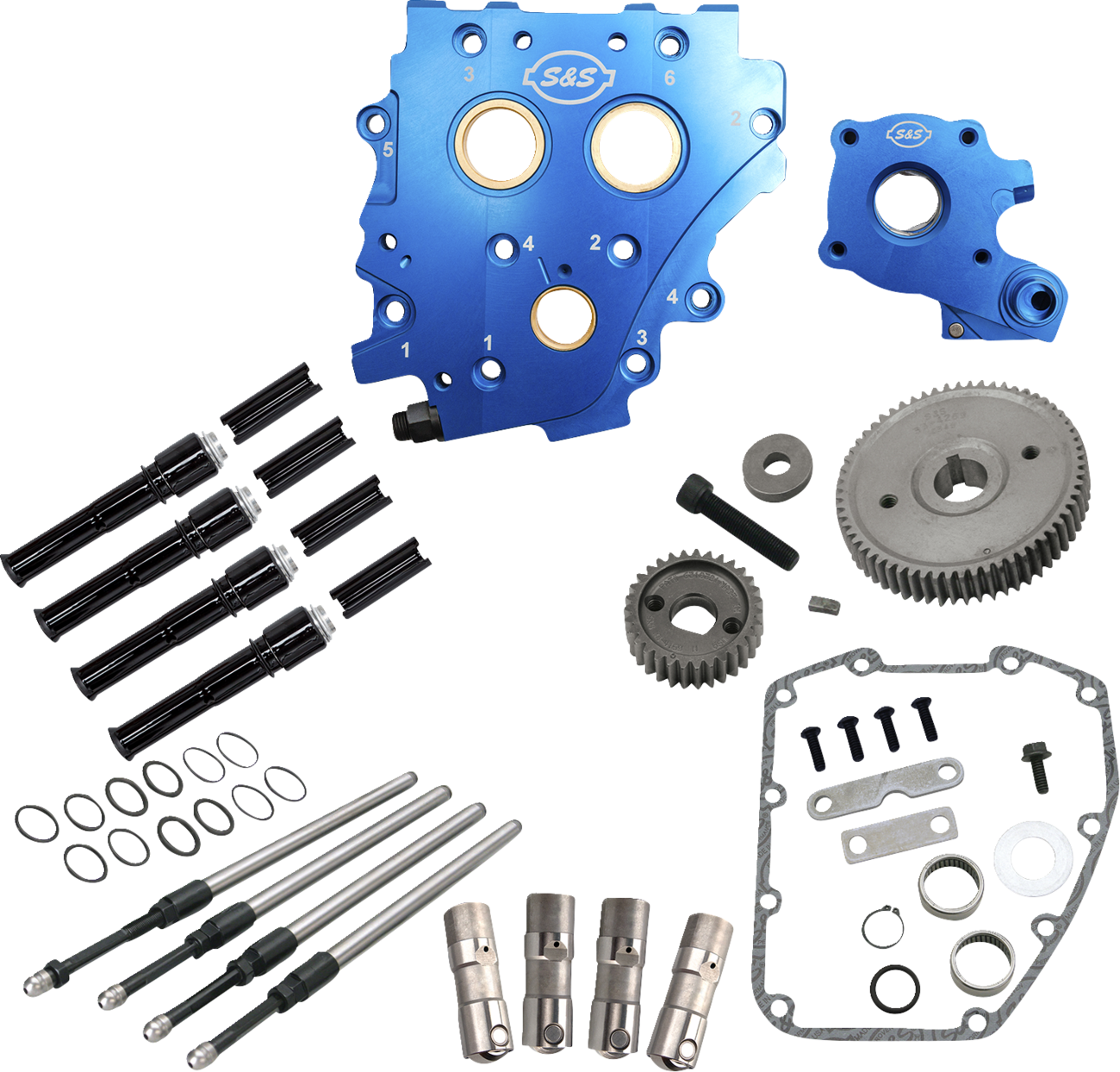 Cam Chest Kit Without Cams - Gear Drive - Oil Cooled - Black Pushrods - Twin Cam
