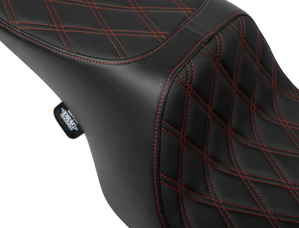 Predator 2-Up Seat - Vinyl - Double Diamond - Red Stitching - W/O Backrest - FL '97-'07
