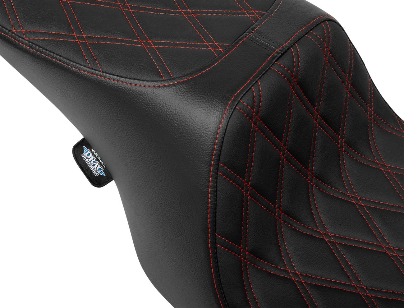 Predator 2-Up Seat - Vinyl - Double Diamond - Red Stitching - W/O Backrest - FL '97-'07