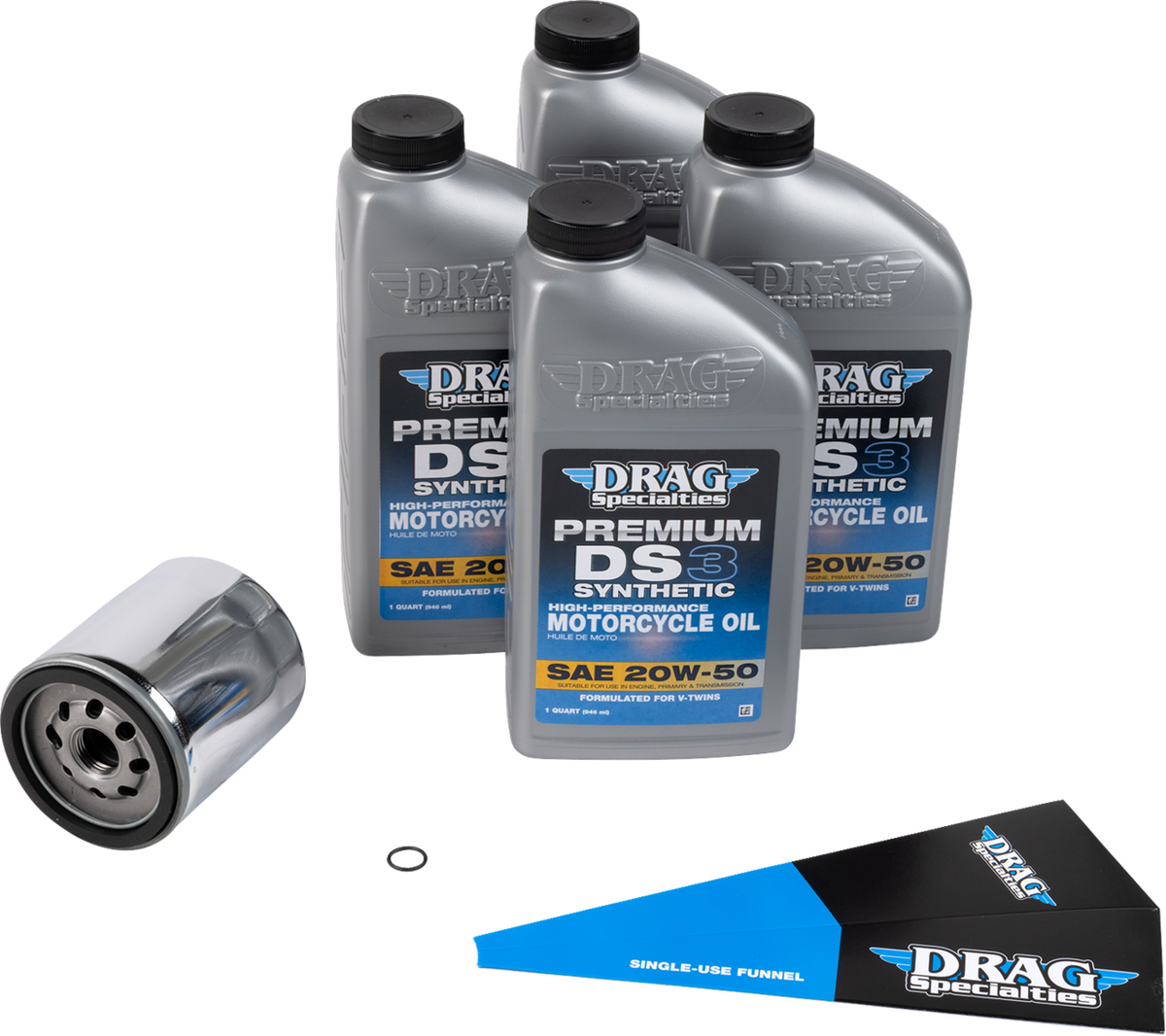 Full Synthetic Oil Change Kit - 20W50 - Twin Cam - Chrome Filter