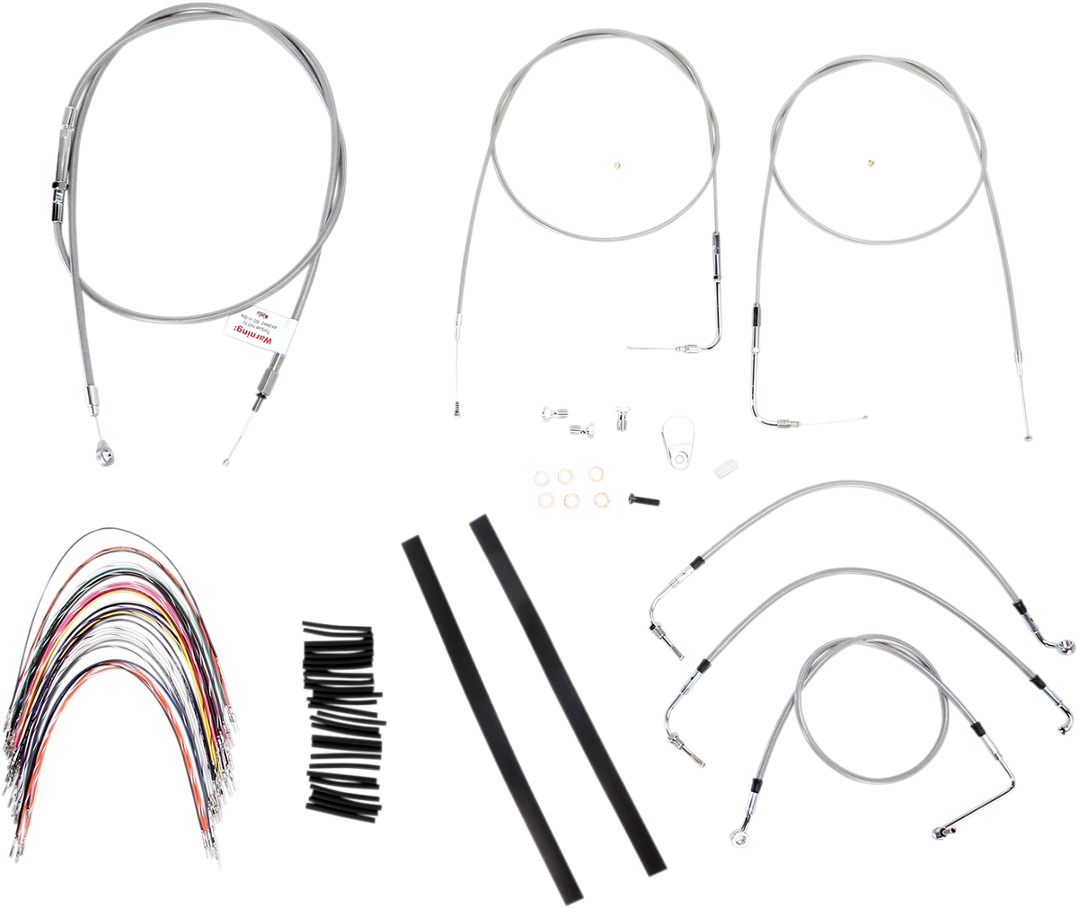 Complete Stainless Braided Handlebar Cable/Brake Line Kit - 14" Ape Hangers - '07 Touring