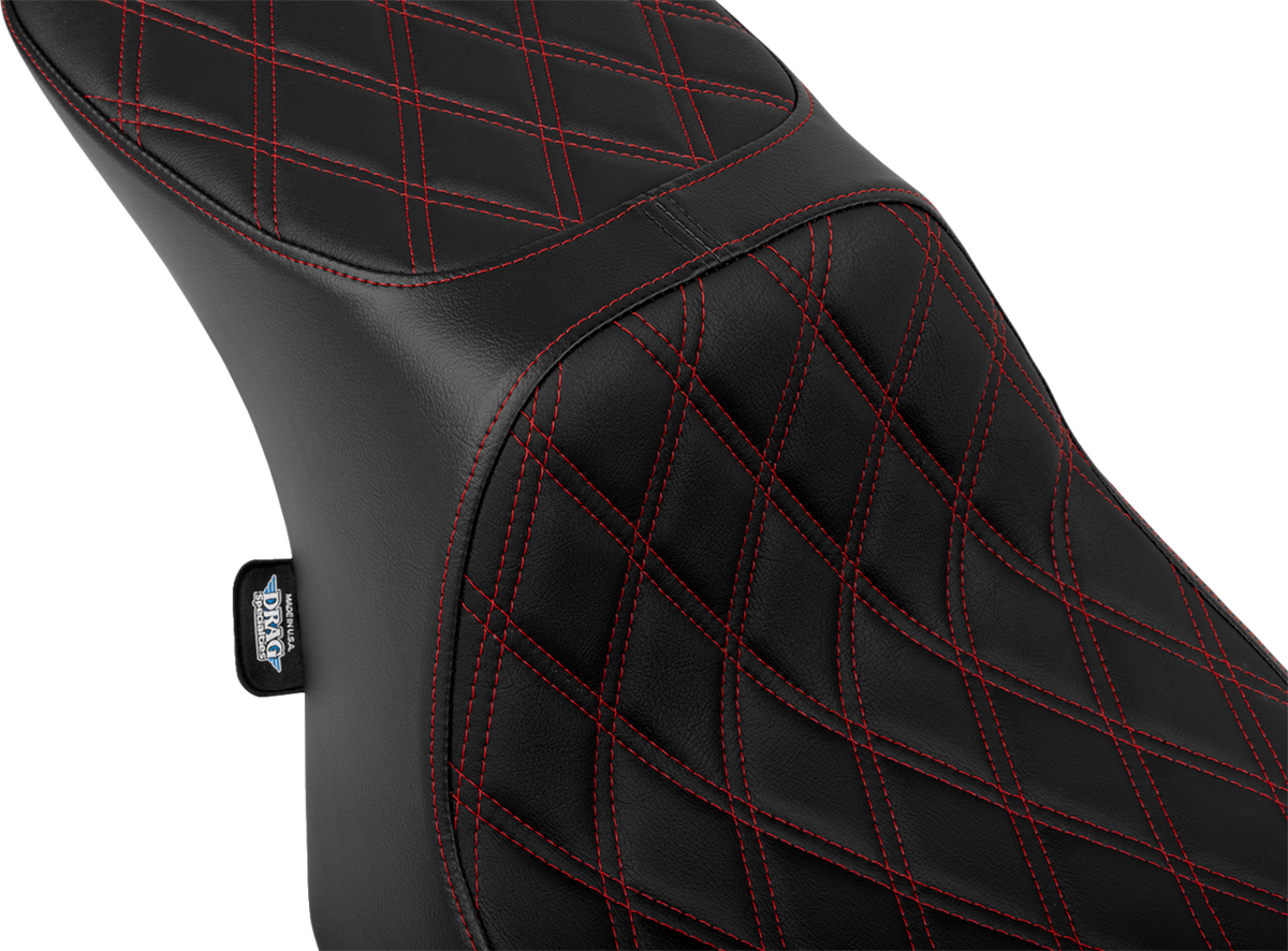 Predator 2-Up Seat - Vinyl - Double Diamond Red Stitch - W/O Backrest - FLT/FLH '23-'24