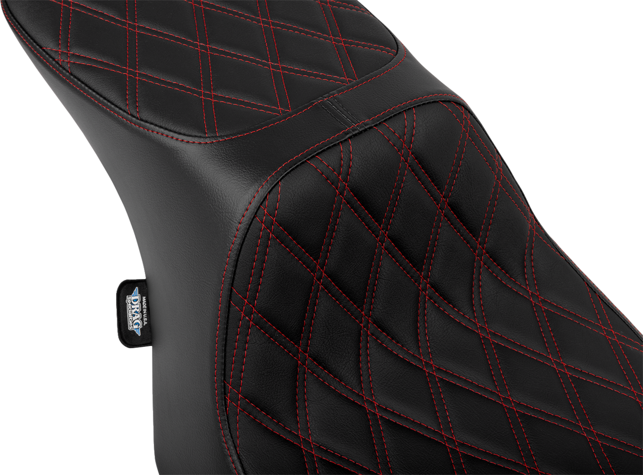 Predator 2-Up Seat - Vinyl - Double Diamond Red Stitch - W/O Backrest - FLT/FLH '23-'24