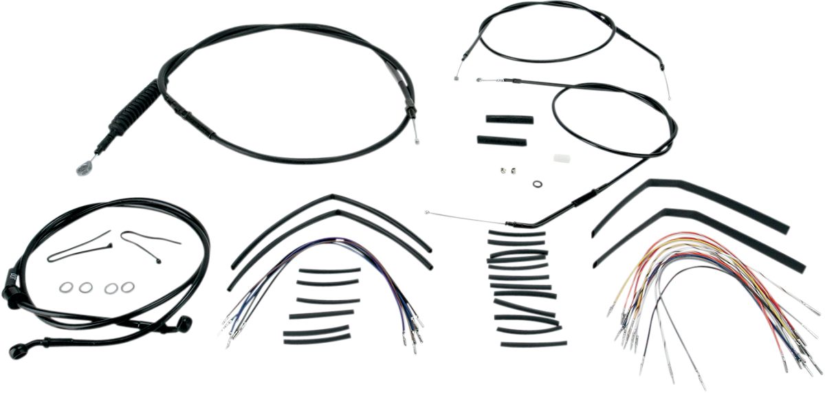 Complete Black Vinyl Handlebar Cable/Line Kit For Ape Hangers - 14" - '04-'06 Sportster