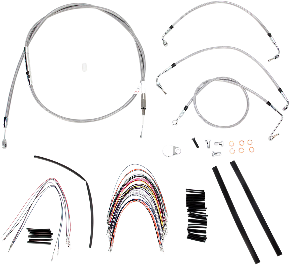 Complete Stainless Braided Handlebar Cable/Brake Line Kit - 16" Ape Hangers - '08-'13 Touring