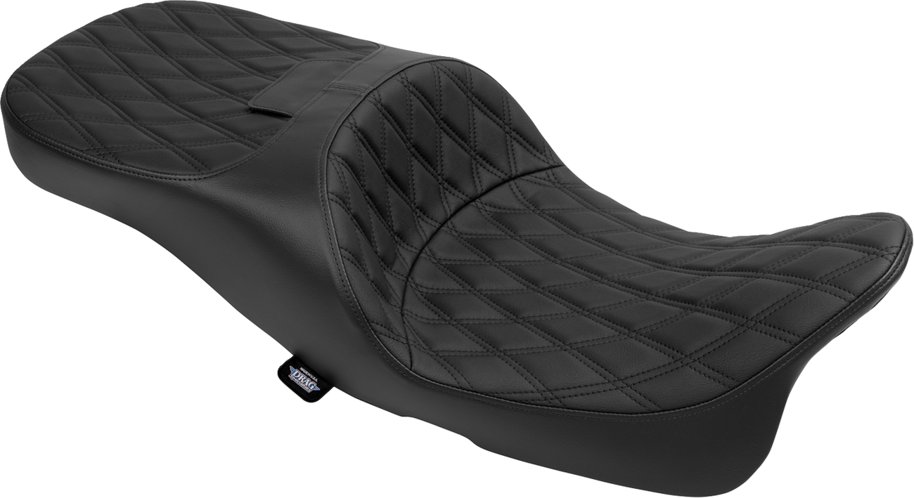 Extended Reach Freedom Seat - Vinyl - Double Diamond - Black Stitch - FLT/FLH '09-'25