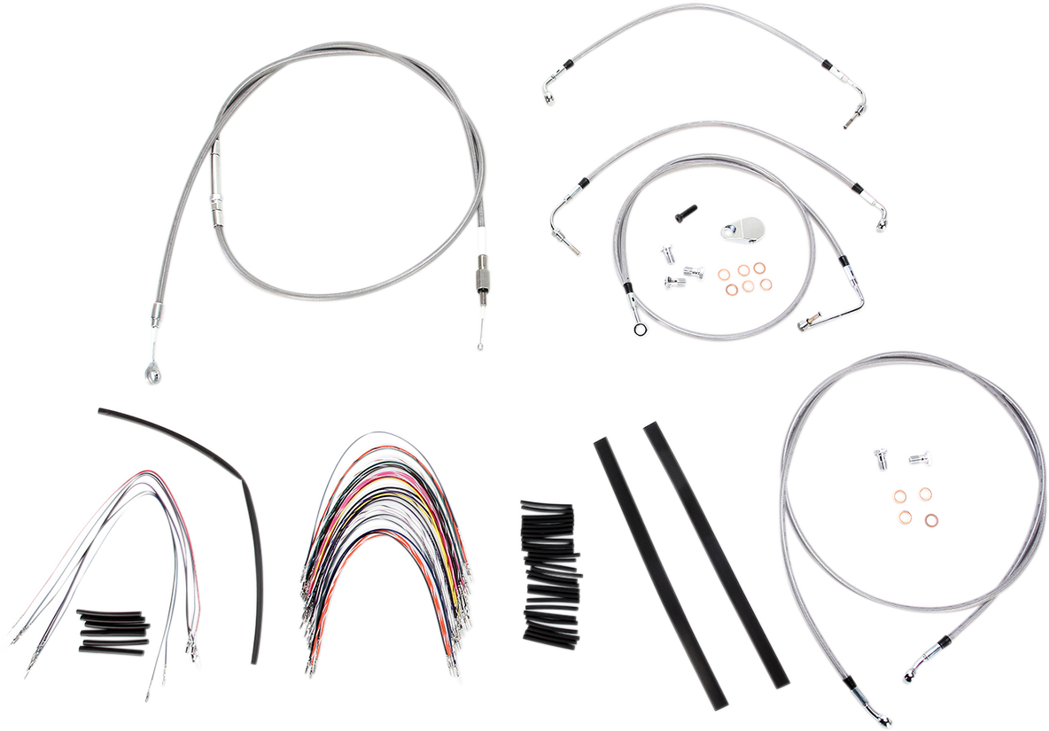 Complete Stainless Braided Handlebar Cable/Brake Line Kit - 16" Ape Hangers- '08-'13 Touring