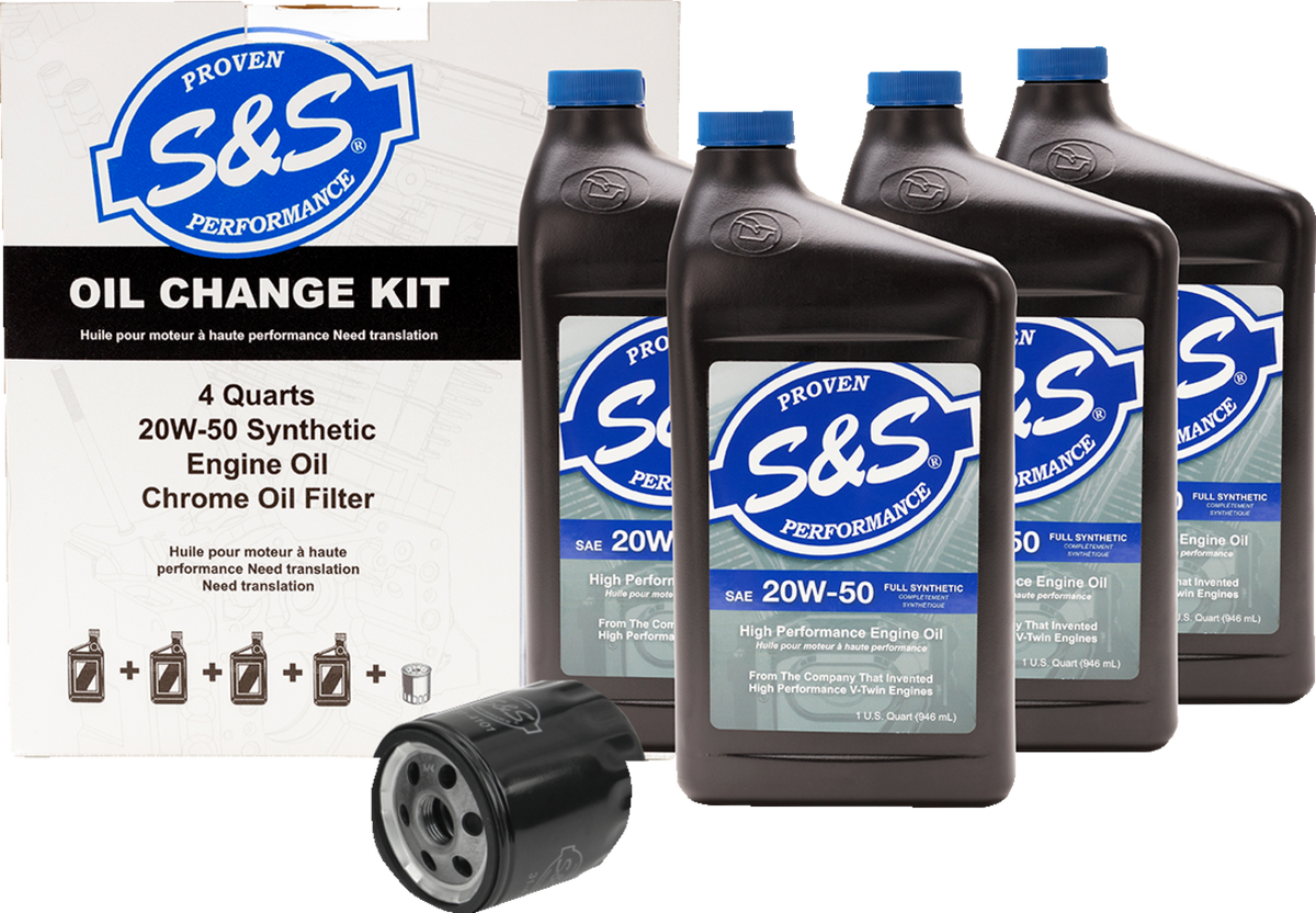 Oil Change Kit - Black Filter - '99-'17 Twin Cam - 4 US Quarts