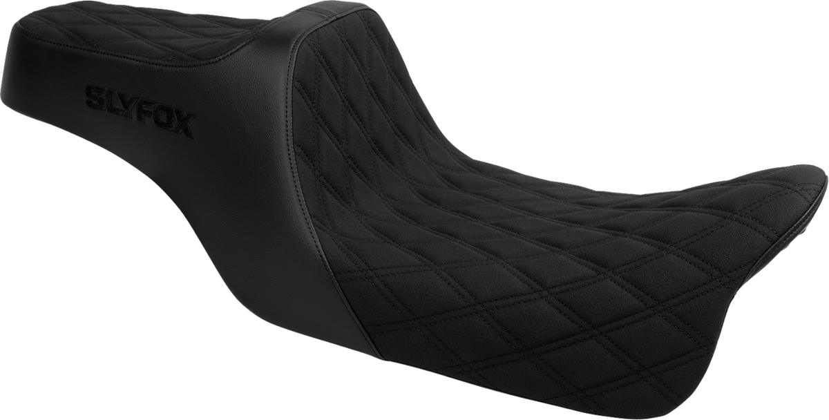 High Noon Seat - Double Diamond - Black Logo - Black Stitch - FLH/FLT '08-'25