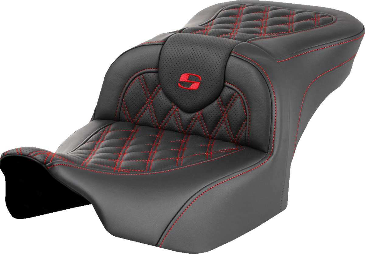 Roadsofa™ Seat - Without Backrest - Red Lattice Stitch - FLTR/FLHX '23-'24